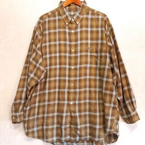 Polo Jean's Co. Mens LS Button Shirt/Sz.XL/Green-Blue Plaid/Vintage/Oversized